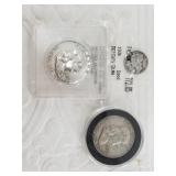 Lot with 2 Silver Franklin half dollars 1962 D and