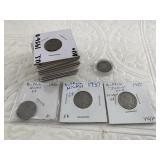Variety of old US coins: Liberty and buffalo nicke