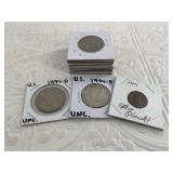 Assorted US coins including Liberty nickels, proof