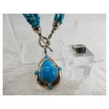 Sterling silver and turquoise necklace and a vinta