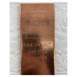 1 Pound bar of 999 fine copper