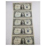 5 Assorted silver certificates