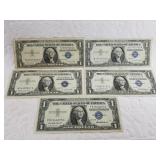 5 Assorted silver certificates