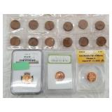Variety of wheat cents and several modern Lincoln