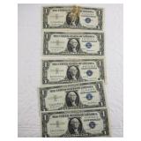 5 Assorted silver certificates