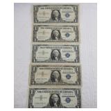 5 Assorted silver certificates