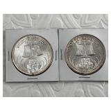 2 Universaros each has 1 troy oz. .999 fine silver