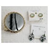 Lot with 2 pairs of new earrings,, and a vintage e