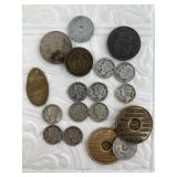 Lot with 10 silver Roosevelt and Mercury dimes, a