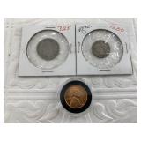 Lot of 3: 1905 O Normal O, silver Barber dime, 190