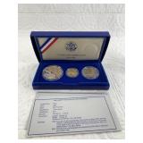 1986 Proof (Mint marks S & W) 3 piece coin set inc