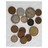 Small lot of foreign coins, 4 have silver content
