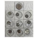 Variety of American silver coins: Kennedy halves,