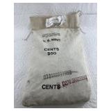 50 pound Mint bag of Lincoln cents, sealed, stamp