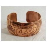 Tlingit copper cuff bracelet, hand made in Juneau