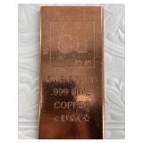 1 Pound bar of 999 fine copper