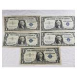 5 Assorted silver certificates