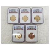 Five Presidential dollar coins NGC graded First Da