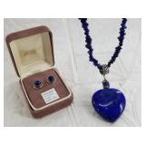 Sterling silver and lapis lazuli statement necklac