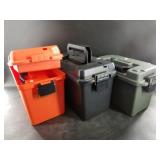 6 Plastic ammo cannisters and tools NO SHIPPING