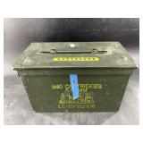 Steel ammo can with 7mm Mauser cartridges, some lo