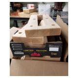 Box lot of wood bases meant for spinning wheels NO