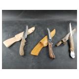 3 Vintage fishing knives in sheath