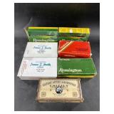 Mixed lot of ammo boxes with various casings, vari