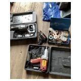 Large lot with soldering irons, solder spools, Cra