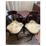 Nice pair of mid century Asian corner chairs, both