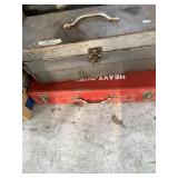 Lot with a vintage metal tool box with tools and a