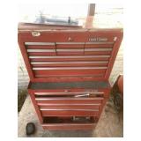 2 Part Craftsman standing red tool box filled with