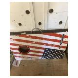 Complete Patriotic themed cornhole game setup with
