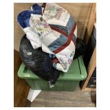 Misc blankets, clothing, crochet equipment