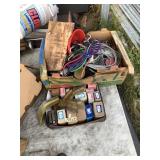 Box lot of fasteners, some wood, etc. NO SHIPPING