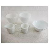 Artisan glass / Hobnail milk glass
