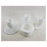 Artisan glass /  Hobnail milk glass
