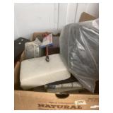 Box full of scouring pads and abrasives, many new