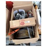 Lot with a box of heavy duty castors, a spool with