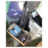 Large lot with several pieces of luggage, a work w