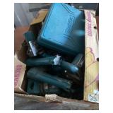 Box lot of vintage Makita power tools, batteries,