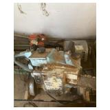 Large lot with vintage chain saws, bench grinders,