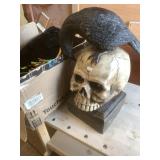 Lot with a resin figurine resembling Edgar Allen P