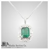 Diamond and emerald designer necklace, set in plat