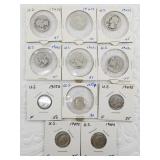 Silver US coins 6 silver quarters and 5 silver Roo