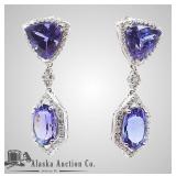 Stunning pair of tanzanite and diamond earrings, d