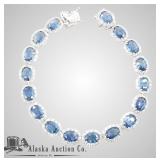 Natural sapphire and diamond bracelet, set in plat