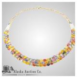 Stunning 14kt gold natural multi color sapphire ne