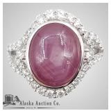 Rare unheated natural star sapphire and diamond ri