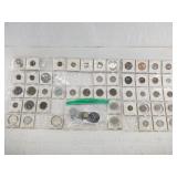 Several sheets of foreign coins almost entirely 20